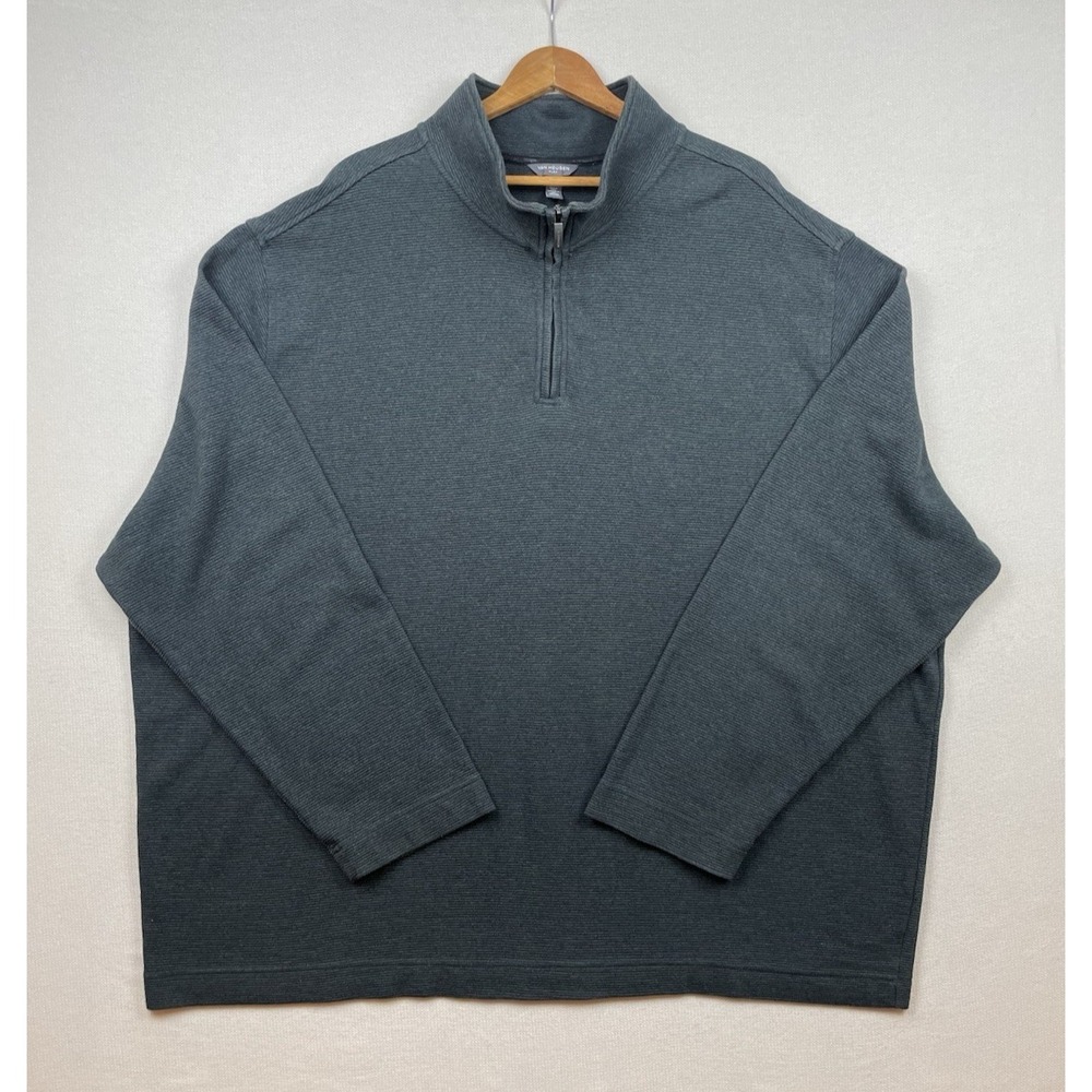 Van Heusen Flex Mens Quarter-Zip Pullover Shirt 4XLT Big & Tall Gray Minimalist - Picture 4 of 14